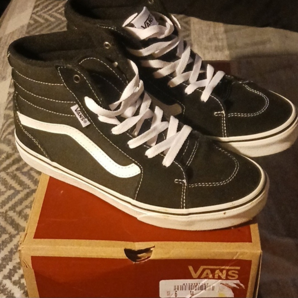 Vans Black and White High-Top Sneakers